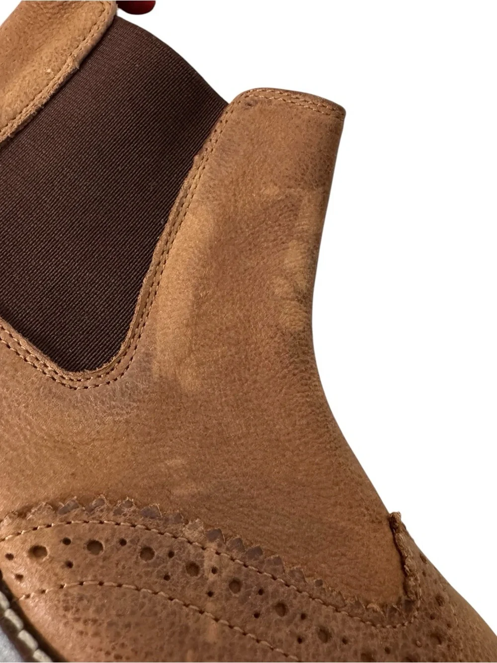 Mini Boden Kids Wingtip Chelsea Boots EU 31 Brown Leather Brogue Lug Sole